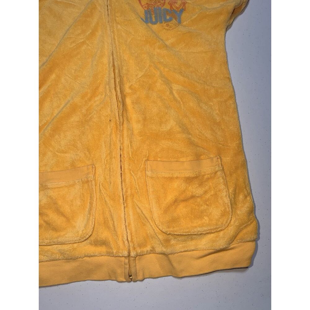 Vnt Y2K 'Juicy Couture' Youth 10- short-sleeve terry cloth logo hoodie Yellow - Picture 2 of 8
